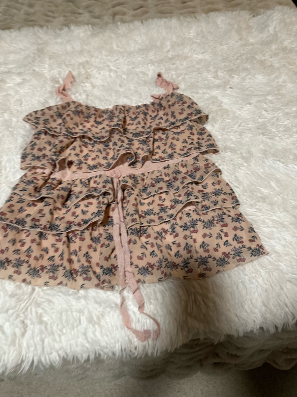 LC Lauren Conrad Blush Pink Floral Ruffle Tank